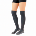 Chaussettes hautes 35-38 en maille côtelée gris anthracite style classique