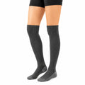 Chaussettes hautes 35-38 en maille côtelée gris anthracite style classique