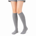 Chaussettes hautes 39-42 en maille grise côtelée pour femme