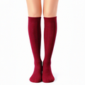Chaussettes hautes 39-42 en maille bordeaux à motif torsadé style classique