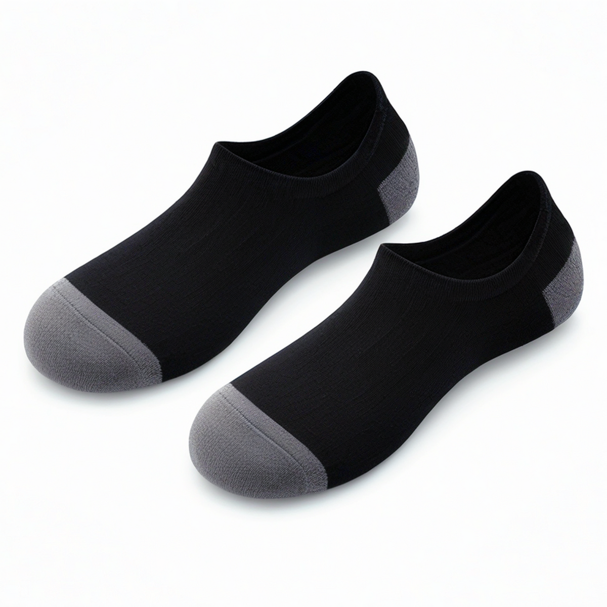 Chaussettes invisibles 35-38 en maille noire et grise à bord côtelé
