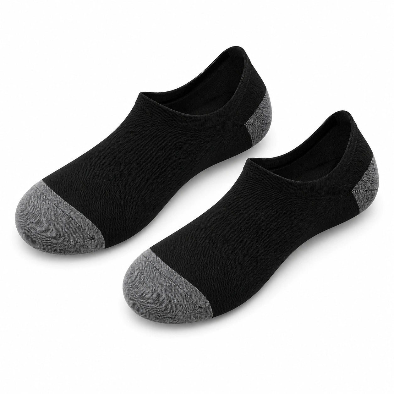 Chaussettes invisibles 35-38 en maille noire et grise à bord côtelé