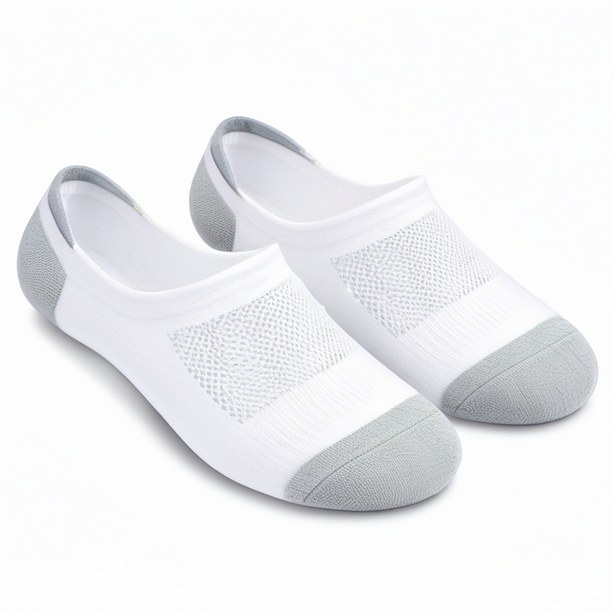 Chaussettes invisibles 39-42 en maille blanche et grise respirantes pour usage quotidien