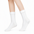 Chaussettes mi-mollet 35-38 blanches en maille côtelée style classique