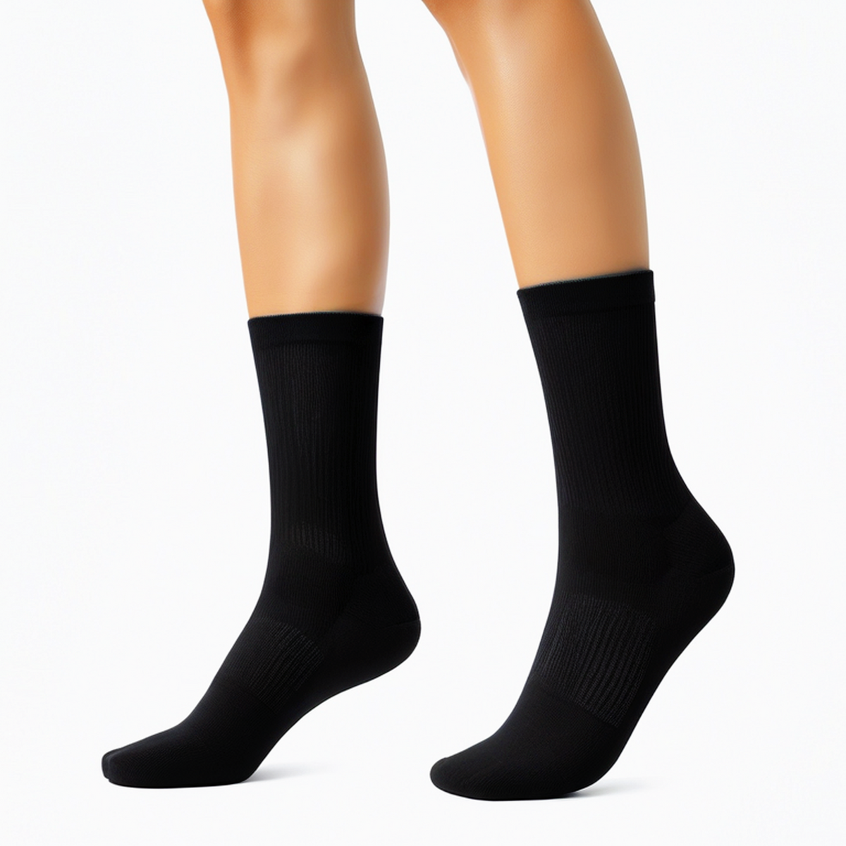 Chaussettes mi-mollet 39-42 en maille noire pour usage quotidien côtelées