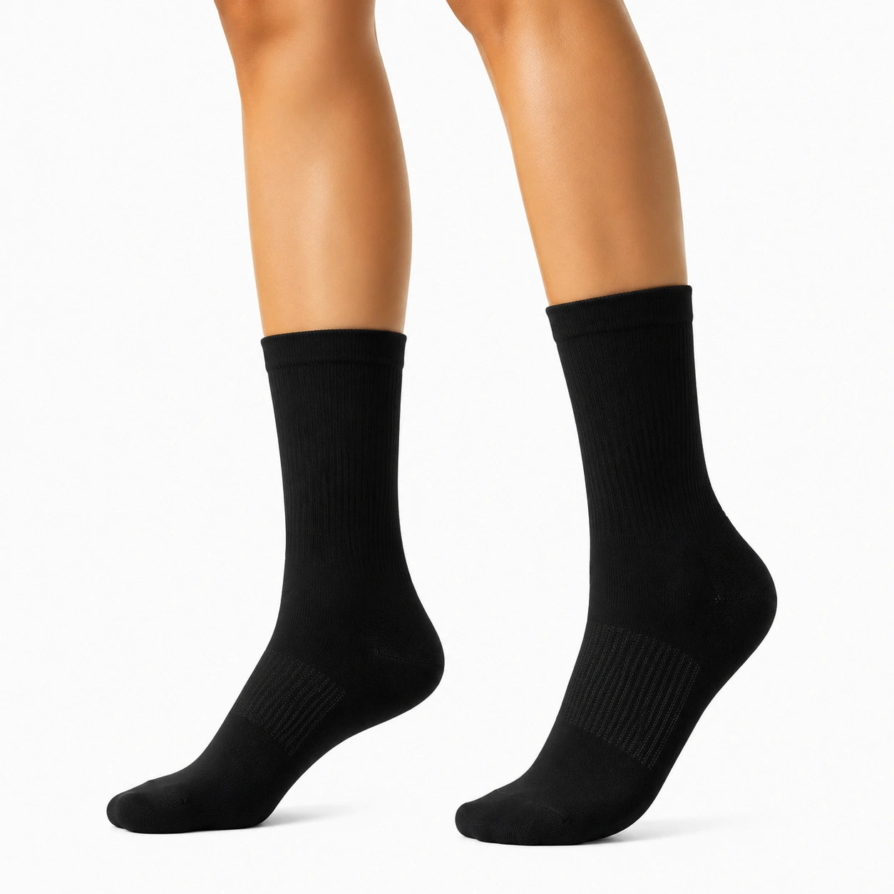 Chaussettes mi-mollet 39-42 en maille noire pour usage quotidien côtelées