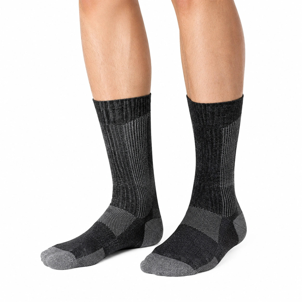 Chaussettes mi-mollet 43-46 noires et grises tricotées à maintien renforcé
