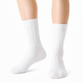 Chaussettes mi-mollet 43-46 en maille blanche à côtes style classique