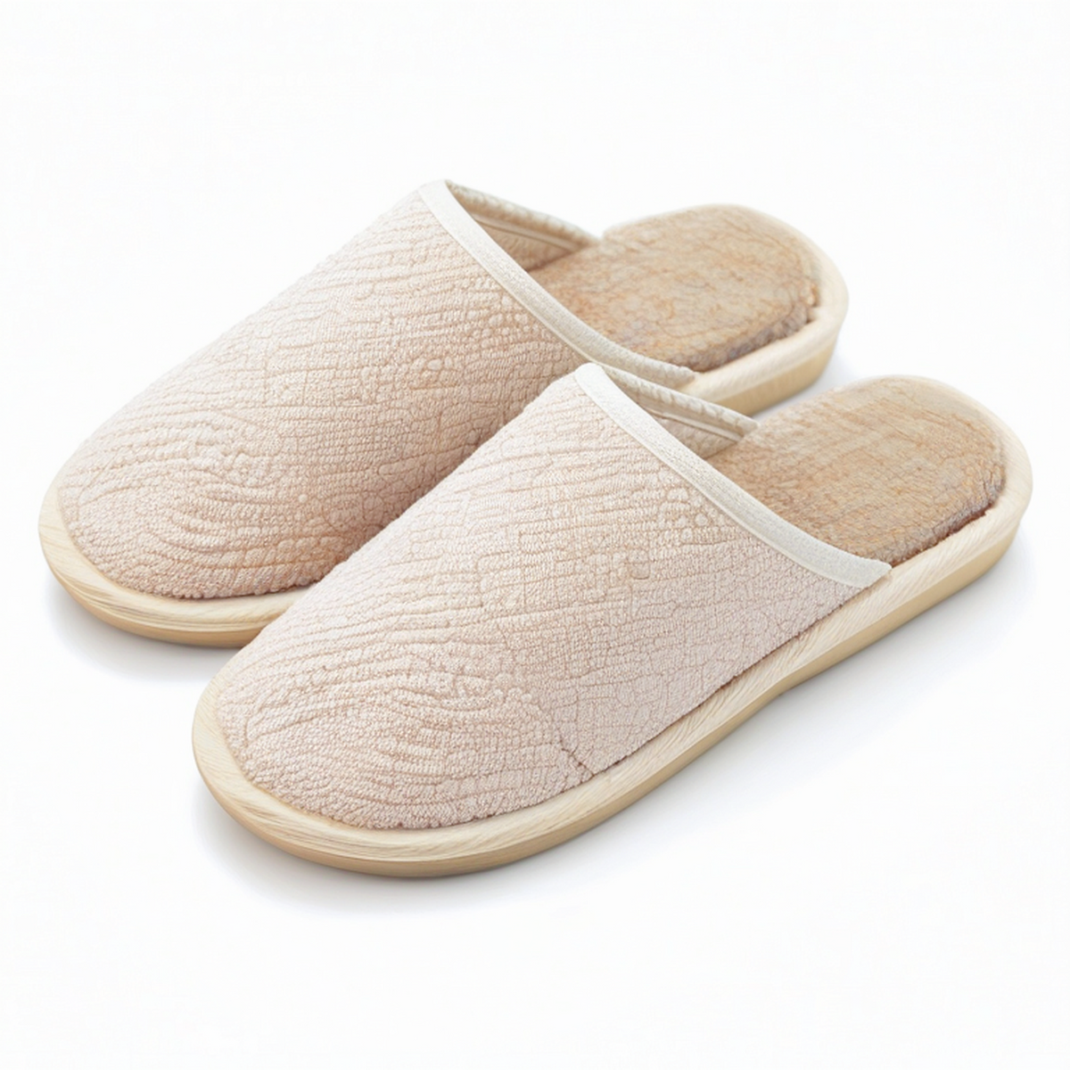 Chaussons 36/37 en textile beige à doublure douce pour intérieur