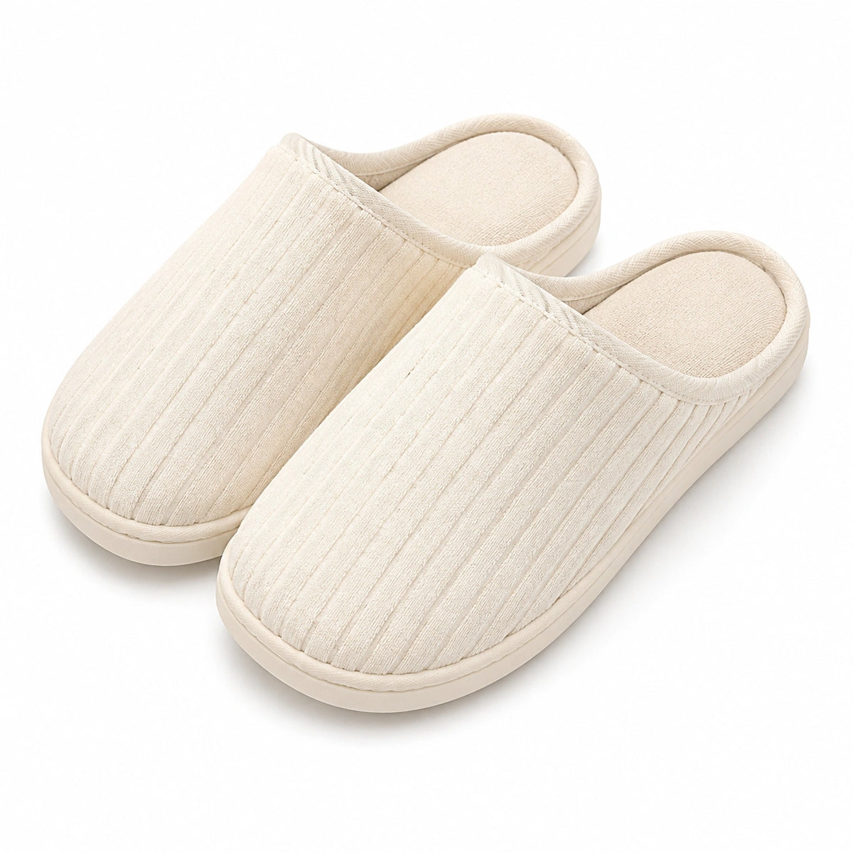 Chaussons d'intérieur 42/43 en textile beige à enfiler semelle souple