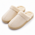 Chaussons femme 42/43 beige en textile effet daim à doublure douce pour intérieur