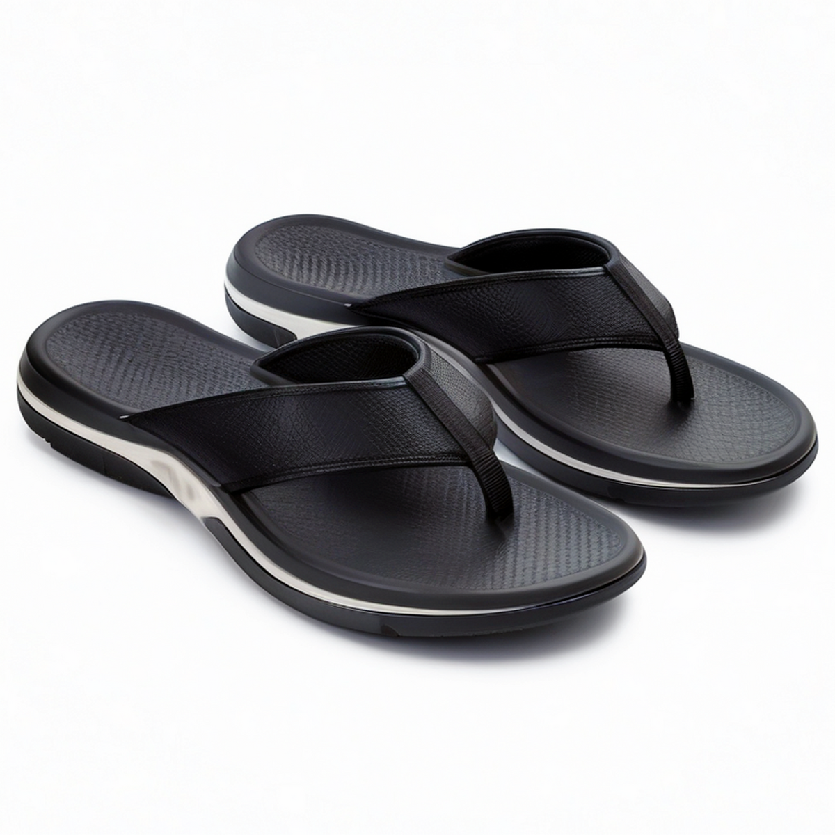 Tongs homme taille 42/43 noires en matière synthétique à semelle antidérapante