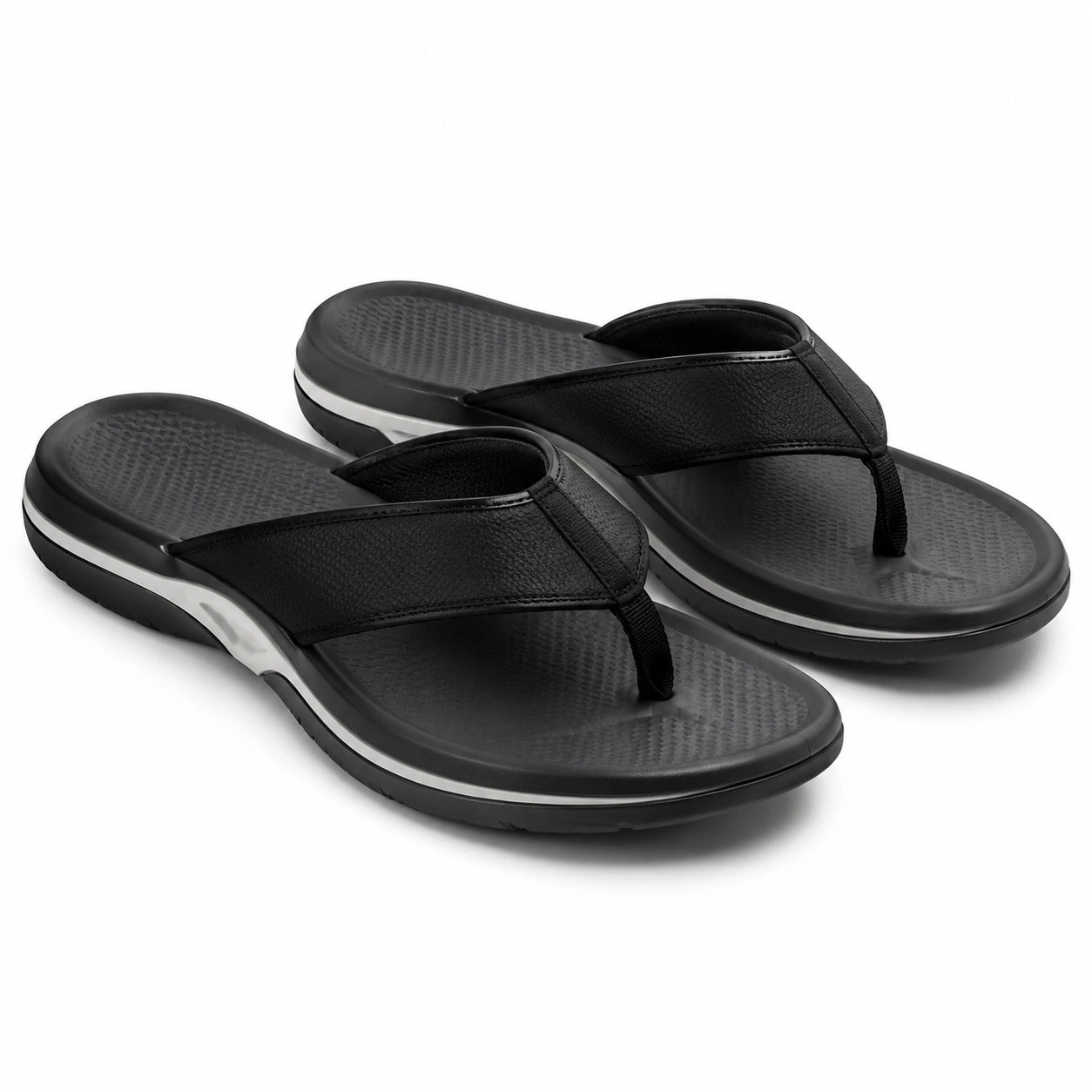 Tongs homme taille 42/43 noires en matière synthétique à semelle antidérapante