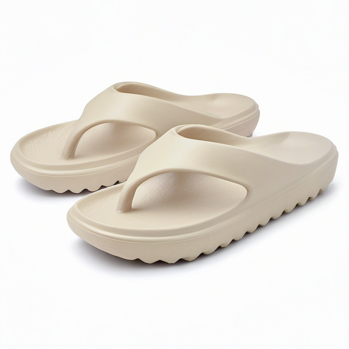 Tongs 42/43 en mousse EVA beige - semelle épaisse crantée pour été