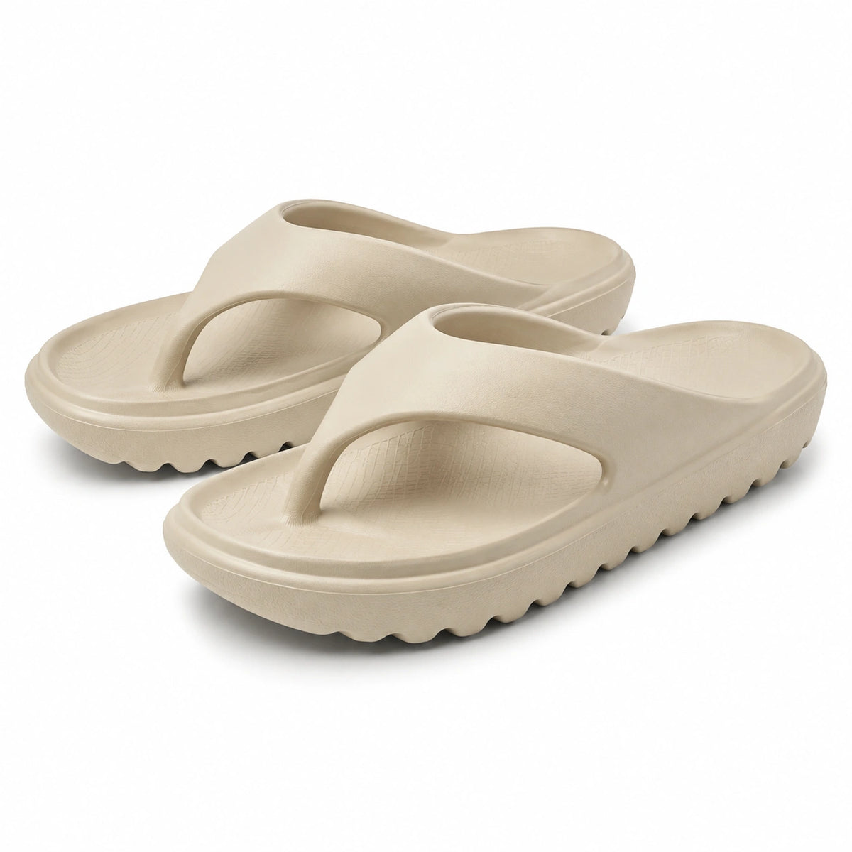Tongs 42/43 en mousse EVA beige - semelle épaisse crantée pour été