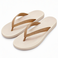 Tongs 38/39 en matière synthétique beige et marron à bride texturée pour plage et piscine