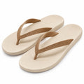 Tongs 38/39 en matière synthétique beige et marron à bride texturée pour plage et piscine