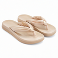 Tongs femme 38/39 beige à brides textile semelle synthétique plateforme décontractée