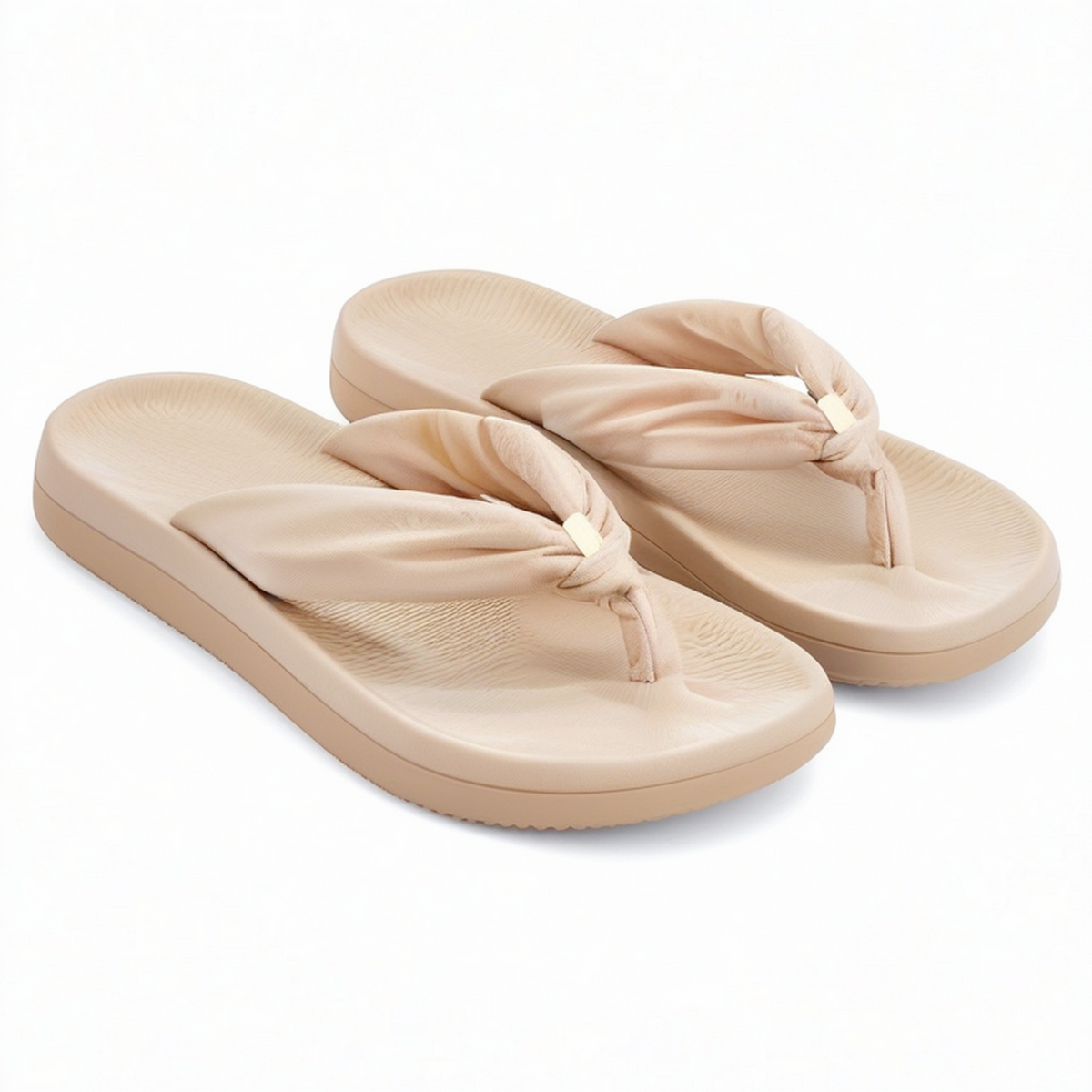 Tongs femme 38/39 beige à brides textile semelle synthétique plateforme décontractée